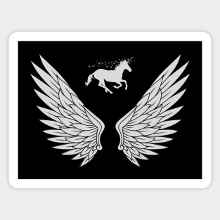Grey unicorn horse wings Sticker